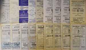 Selection of Rainham Town football club match programmes to include 1953/54 Barking (Essex Senior