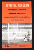 1957 Tour match Tottenham Hotspur v Ontario All Stars football programme date 25 May, Varsity