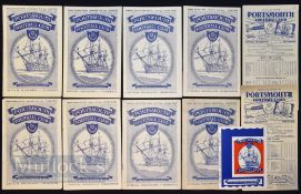 Selection of Portsmouth home football friendly match programmes to include 1949/50 Danish National