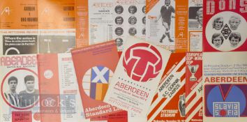 Collection of Aberdeen ‘big match’ home programmes to include 1967/68 Reykjavik (ECWC) (score 10-0),