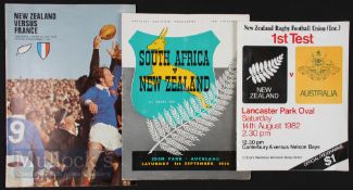1956-1982 New Zealand Rugby Programmes (3): 1956 1st Sept v South Africa, great series; and 1979 v