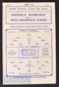 1932/33 Sheffield Wednesday v West Bromwich Albion Div 1 match programme 1st October; Good-very good