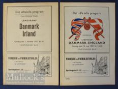 1958 World Cup qualifiers Denmark v England football programme 15 May; plus Denmark v Republic of