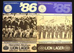 1985-6 South Africa Rugby programmes (2): ‘Boks v Cape Province Barbarians 1985 and NZ ‘All