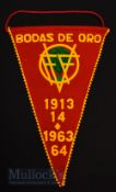Scarce pennant for the Vizcaya XI v Manchester United 28 May 1964 friendly match in Bilbao;