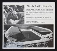 1970 JPR Signed WRU Debenture Scheme Item: Illustrated card promoting sales for the then new