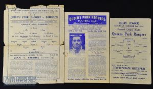 Queens Park Rangers war time home football match programmes to include 1943/44 Brighton (poor),