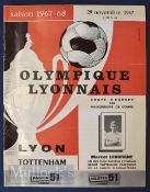 1967/68 ECWC Olympique Lyonnais v Tottenham Hotspur football programme 29 November; slight crease,
