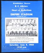 1960 Tour match Heart of Midlothian v B.C. All Stars match programme 4 June Empire Stadium
