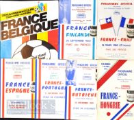 Selection of France international home match programmes to include 1956 Hungary (including Puskas,