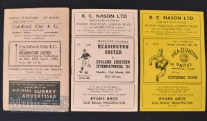 1953/54 Headington Utd v Kettering Town 28 December match programme; v England Amateur International