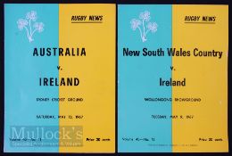 1967 Scarce Ireland Down Under Rugby Programmes (2): The Test v Australia and the hard-to-find NSW