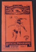 1936/37 Arsenal v West Ham Utd football programme 28 November London Combination. Fair-good.