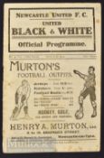 1913/14 Newcastle United v Middlesbrough Div. 1 match programme 11 April black & white issue. Slight
