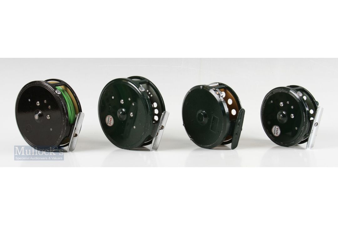 3x Olympic Japan Fly Reels – 2x 4340 3 ¾” with rim tensioners, one in green the other in black / - Image 2 of 2