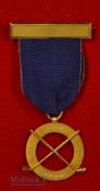 1909 Warren Golf Club (Inst 1892) 15ct Gold Medal – c/w blue ribbon and yellow bar – made by