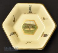 Golf Pointers of London Ceramic Bon Bon Dish with Bill Waugh Artwork, slight crazing to glaze 19cm x