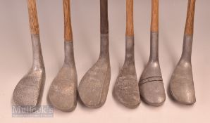 6x Mills Alloy mallet head putters to incl an M Model (no grip), Braid Mills, 1915 model, a ‘Flat