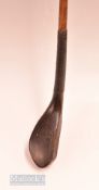T Morris St Andrews dark stained late longnose driver c1890 – fitted with toe end leather face