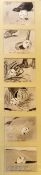 Philip Baynes Golf Illustrator c1910 – original set of 6x hand drawn golf ball cartoon character