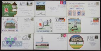 Collection of 9x 1981-90 Open Golf Championship First Day Covers featuring 1981 Royal St. George’