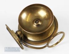 Malloch’s of Perth Patent brass reel side caster salmon fly reel - drum 4” diameter, with script