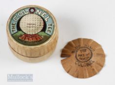 Fine and rare ‘The Colonel Tee’ paper Golf Tees with the original labelled box featuring Blue Ring
