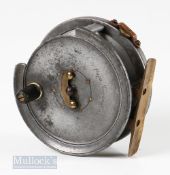 Pape Newcastle 3 ¼” alloy fly reel with telephone latch, stamped 3 internally, pillar drum core,