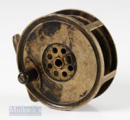 Moscrop of Manchester Patent 4 ½” brass fly reel screw adjuster to central ventilated faceplate,