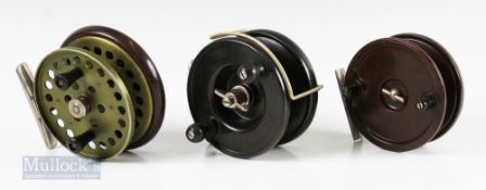 Allcock Aerialite 4” Bakelite wide drum centrepin reel twin handle, bickerdyke line guide,