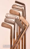 8x various putters incl ‘Direktor’ chromium putter with Huntley thumb groove grip, J S Douglas