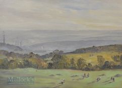 Charles Cundall RA RWS (1890-1971) – Golf Course in North England c1937 oil on board – image 9.75” x