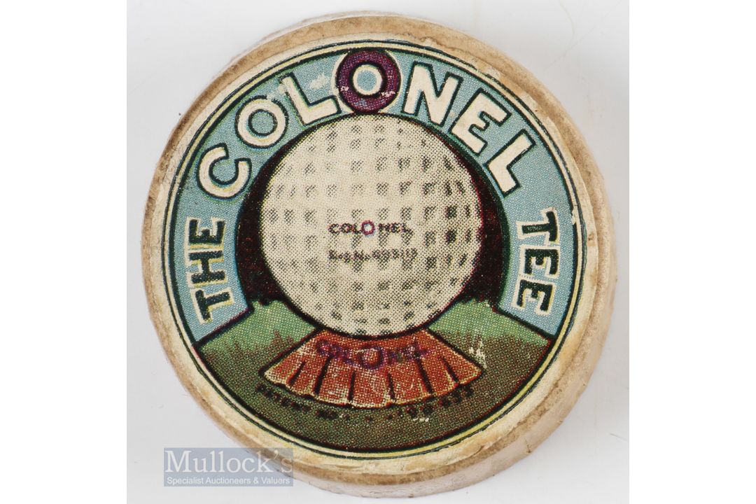 Fine and rare ‘The Colonel Tee’ paper Golf Tees with the original labelled box featuring Blue Ring - Image 2 of 4