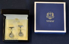 Pair of 2014 Official Ryder Cup Interesting white metal Cuff Links – made by Thomas Lyte engraved