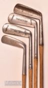 4x Interesting putters featuring a George Duncan flanged sole putter with Diamond mark, stamped 4,
