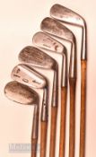 6x good assorted iron – Maxwell mashie showing Warrior cleek mark, Tom Stewart mid iron, Spade