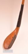 R Forgan St Andrews golden beech wood longnose play club c1880 - head measures 5.25 x 1.75 x 1 1/