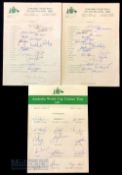 2x 1981 Australia to UK and Sri Lanka Cricket Tour Signed Team Sheets featuring Hughes, Marsh,