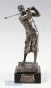 1936 Royal North Devon Golf Club Silvered Metal Plated Large Golfing Figure Trophy – mounted on a