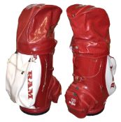 Large ‘RAM’ Shop Display Leather Golf Bag in red and white, with 9x internal compartments with space