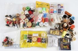 Mixed Selection of Fly Tying Materials incl thread, silks, wires and tinsel, over 100 spools, some