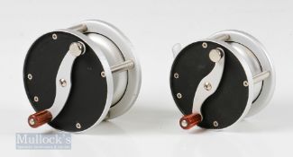 2x Unnamed Black and Alloy Winch Handle Reels 2 ¾” and 3” examples with counter balance winch and