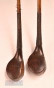 2x C Gibson Westward Ho! scare neck bulger brassies – one with makers oval shaft stamp – both with