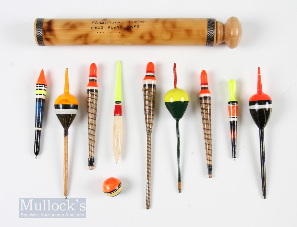Traditional Flamed Cane Float Safe with chubbers, large bobbers and small French style floats (11)