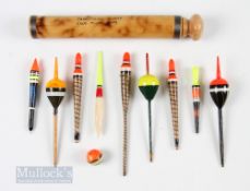 Traditional Flamed Cane Float Safe with chubbers, large bobbers and small French style floats (11)