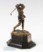 Fine Harry Vardon bronze golfing figure by Hal Ludlow c1920 - Grange Golf Club Monthly Medal Prize