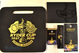 Collection of 2010 Official Ryder Cup Merchandise Items (4) Spectator Kneeling pad in black and