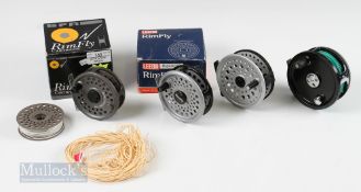 4x Fly Reels – BFR Rimfly Cartridge 355 3 ¼” Reel and Spare Spool with original box and Leeda Rimfly