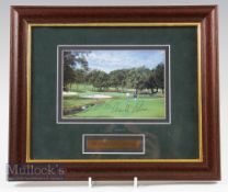 Arnold Palmer Signed Golf Framed Print with 1994 American Golf Sponsors Plaque signed in ink,