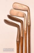 4x various putters featuring Tom Stewart Serpent mark Auchterlonie St Andrews bronze putter,